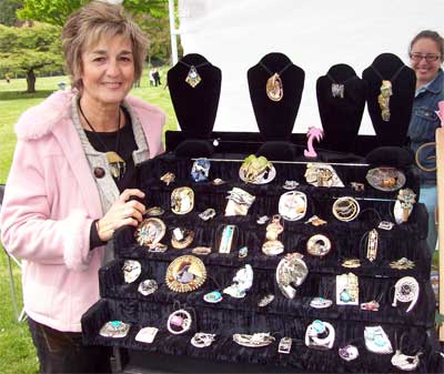 Joyce with her creations