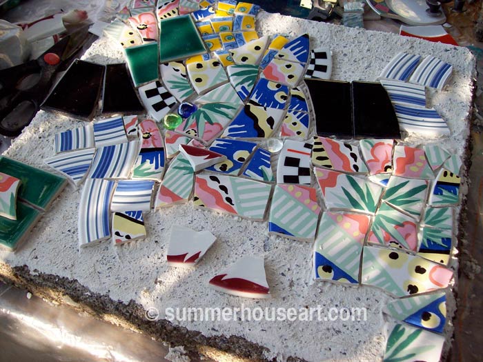 Process, Mosaic Stepping Stone Tutorial, summerhouseart.com Process, Mosaic Stepping Stone Tutorial, summerhouseart.com