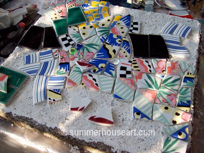 Process, Mosaic Stepping Stone Tutorial, summerhouseart.com