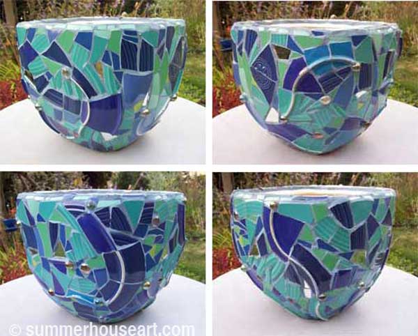 Pique assiette Mosaic Pot by Helen Bushell, summerhouseart.com