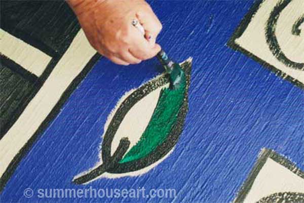 How to paint a rug on Deck floor tutorial, Helen Bushell, summerhouseart.com