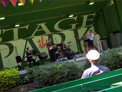 Paul Wainright and the band on Stage in the park