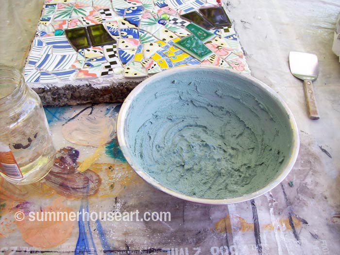 Process, Mosaic Stepping Stone Tutorial, summerhouseart.com