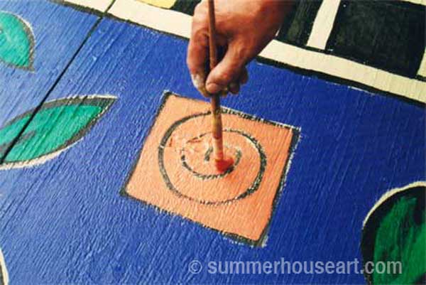 How to paint a rug on Deck floor tutorial, Helen Bushell, summerhouseart.com