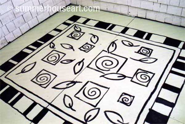 How to paint a rug on Deck floor tutorial, Helen Bushell, summerhouseart.com