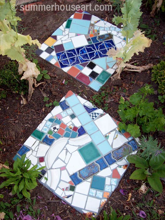 Pique Assiette Stepping Stones, summerhouseart.com