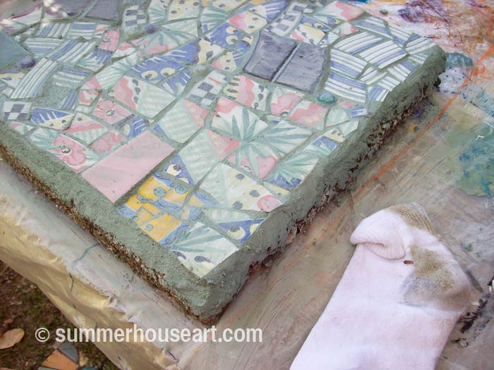 Process, Mosaic Stepping Stone Tutorial, summerhouseart.com