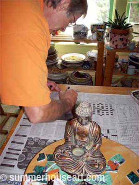 detail, progress, Buddha Shrine by Helen Bushell, summerhouseart.com