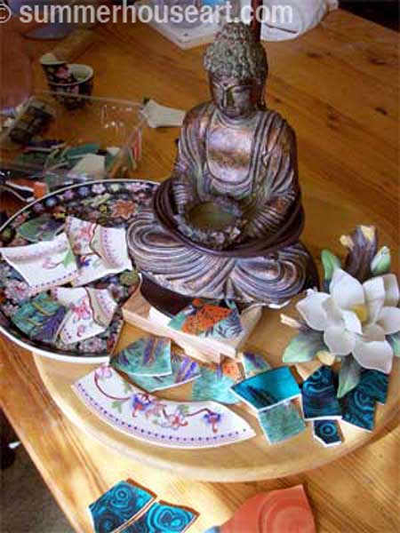 detail, progress, Buddha Shrine by Helen Bushell, summerhouseart.com