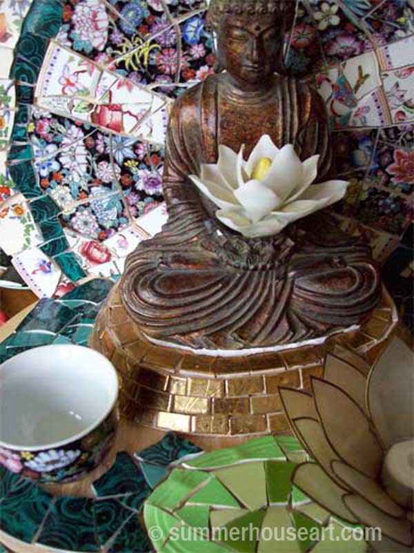 detail, progress, Buddha Shrine by Helen Bushell, summerhouseart.com