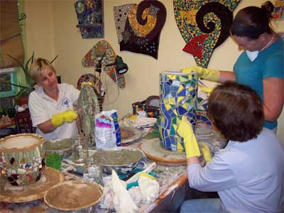 Susan, Glenna and Kathryn in the studio