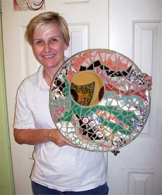 Susan with her finished mirror