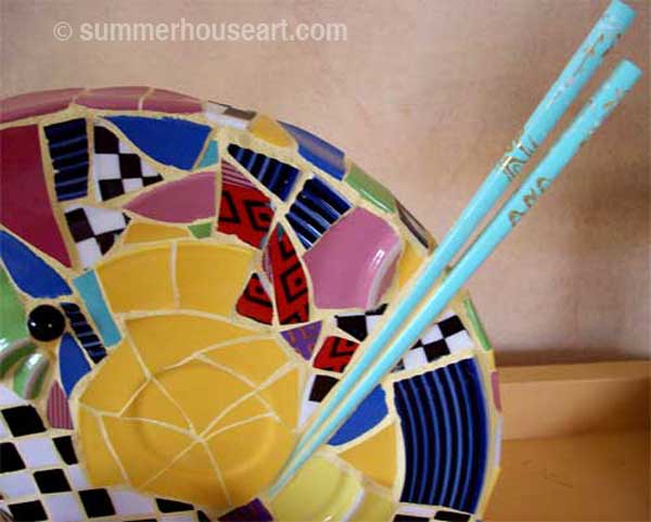 detail,Happy Trio Mosaic by Helen Bushell, summerhouseart.com