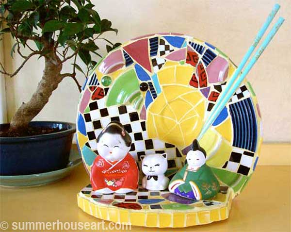 Happy Trio Mosaic by Helen Bushell, summerhouseart.com