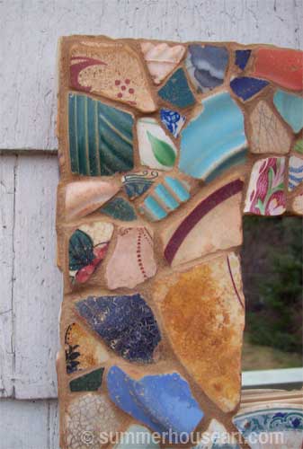 Mirror with Beach Pottery shards, Summerhouseart.com