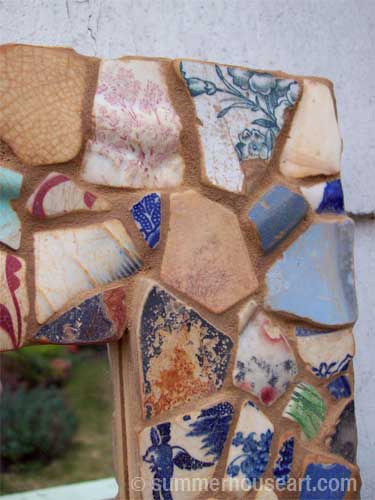 Mirror with Beach Pottery shards, Summerhouseart.com