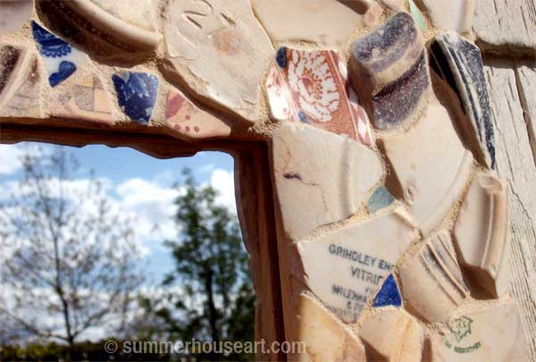 detail, Pale Beach Pottery mirror by Helen Bushell, summerhouseart.com