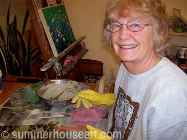 Student Anne Summerhouse Art mosaic class