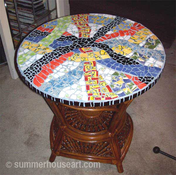 Student Della's table Summerhouse Art mosaic class