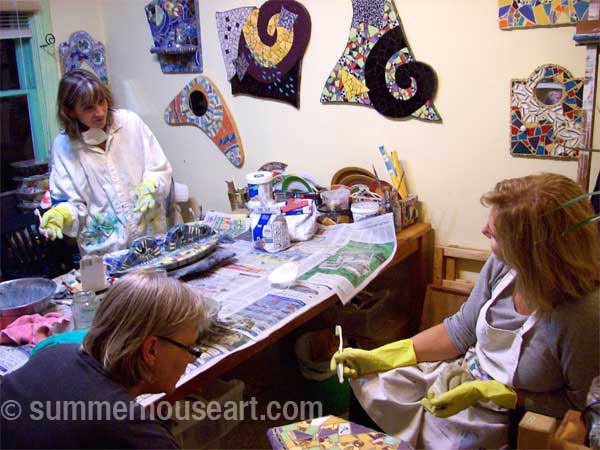 Studio mosaic class, Summerhouse Art class