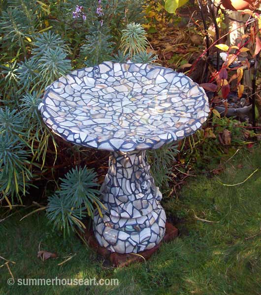 New Mosaic Birdbath by summerhouseart.com