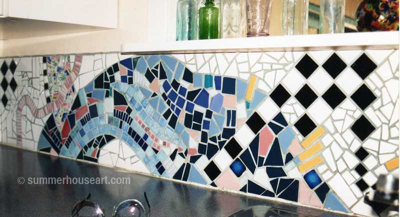 Kitchen back splash mosaic, Helen Bushell, summerhouseart.com