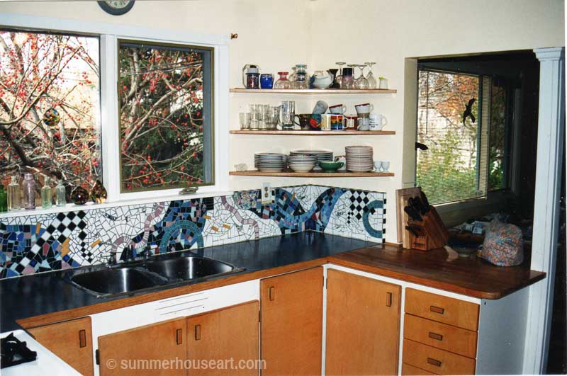 Kitchen back splash mosaic, Helen Bushell, summerhouseart.com