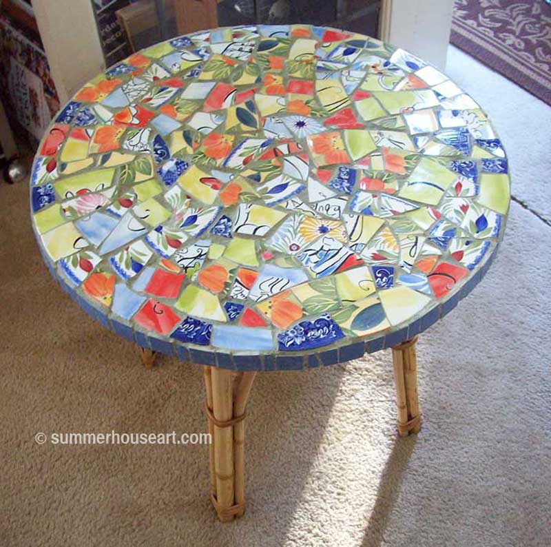 Shelley's Mosaic Table in Summerhouse Art Mosaic Classes
