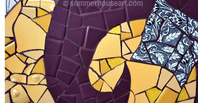 Purple Spiral Mosaic detail by Helen Bushell, summerhouseart.com