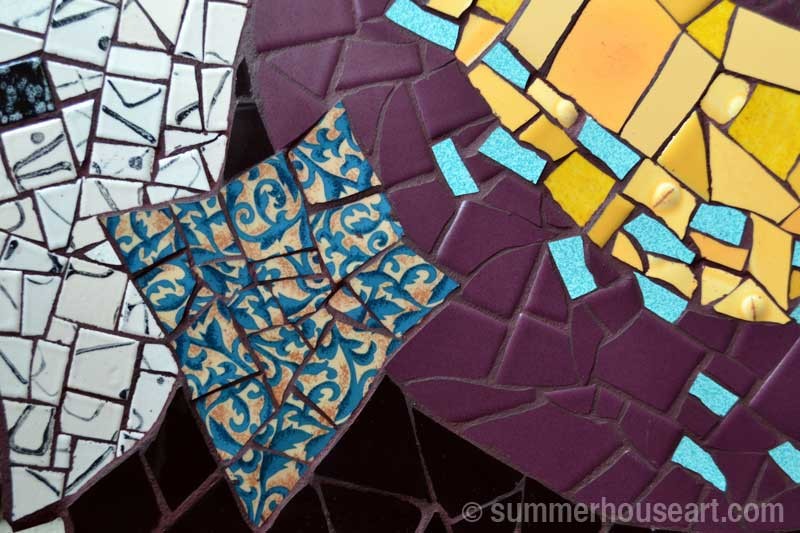 Purple Spiral Mosaic detail by Helen Bushell, summerhouseart.com