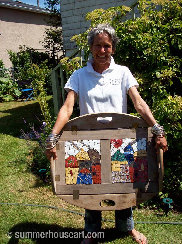 Student Rahni with mosaic made at Summerhouse Art classes Student Rahni with mosaic made at Summerhouse Art classes