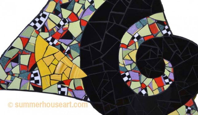 Black Spiral, Yellow Triangle Mosaic, Helen Bushell, summerhouseart.com