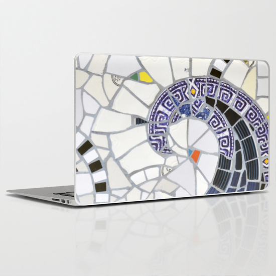 Blue fandango laptop skin Society6 by summerhouseart.com