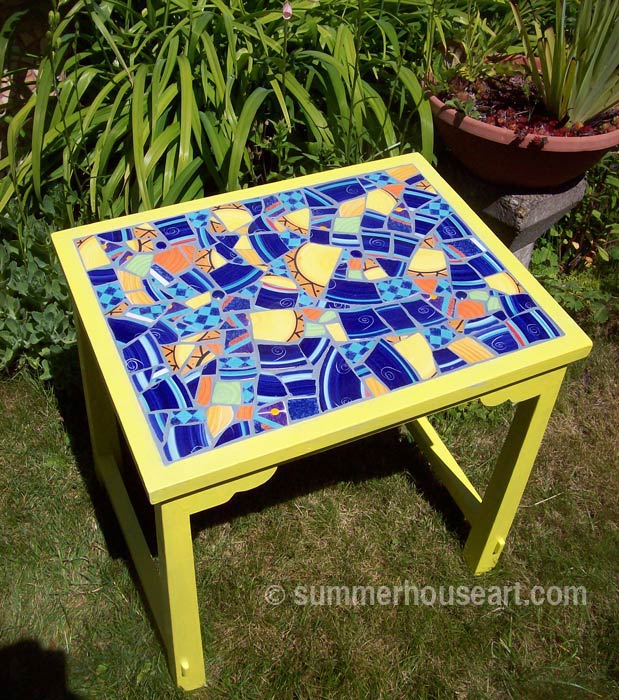 Student Bonnie's Mosaic Table, Summerhouse Art mosaic classes