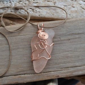  SOLD Pink Sea Glass Pendant by Will Bushell, FoundMadeArt Etsy shop