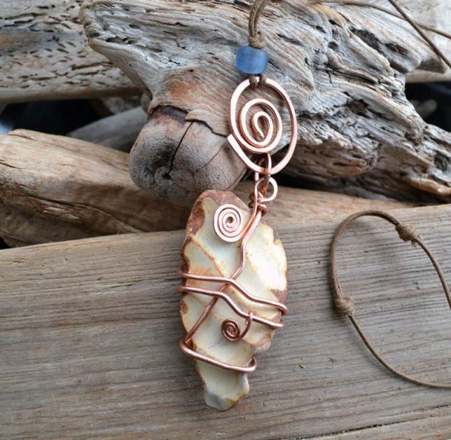 Sea Pottery Pendant by Will Bushell, FoundMadeArt Sea Pottery Pendant by Will Bushell, FoundMadeArt