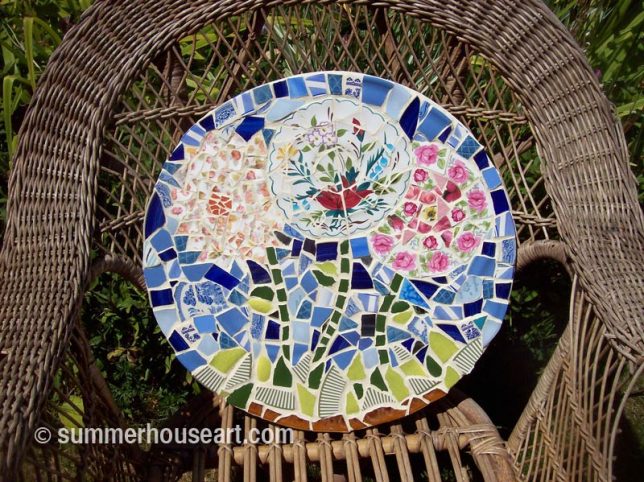 Student Jane's mosaic table top, summerhouseart.com