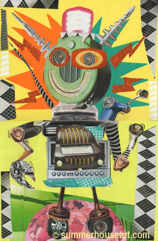 Radio Robot Collage by summerhouseart.com