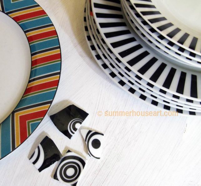Choice of dishes for mosaic, summerhouseart.com