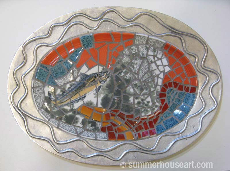 Mosaic Student Dianne's mosaic dish, summerhouseart.com