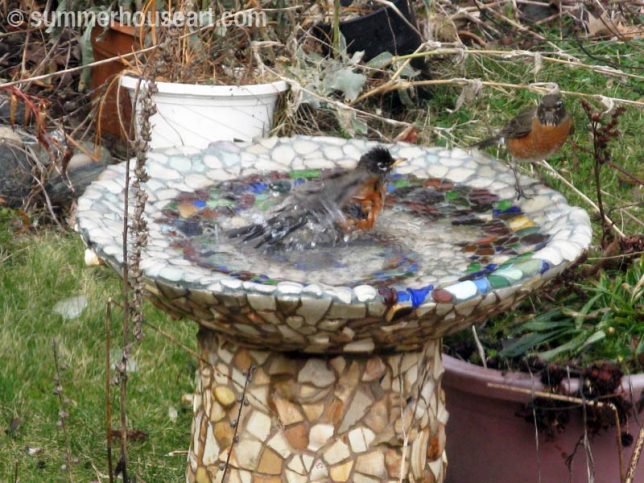 Mosaic Bird bath, summerhouseart.com