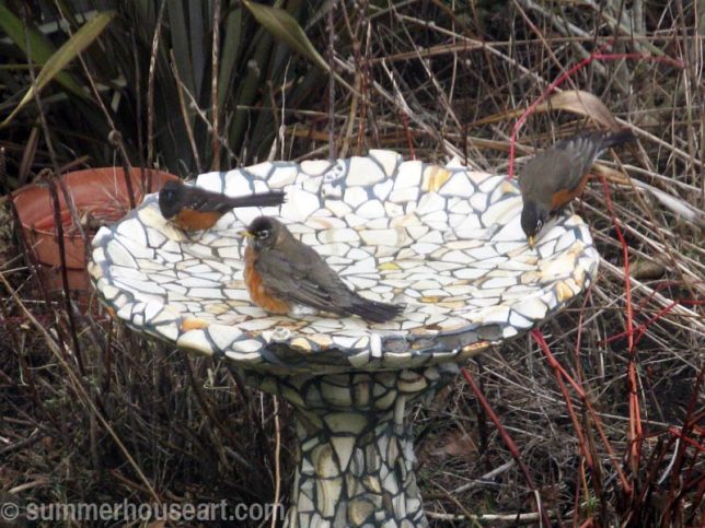 Mosaic Bird Bath, summerhouseart.com