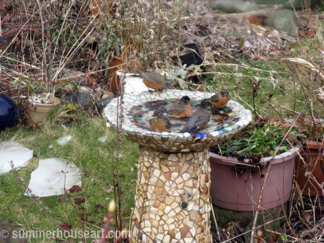 Mosaic Bird bath, summerhouseart.com