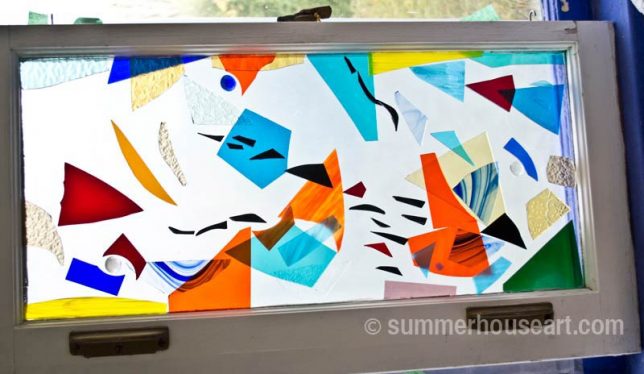 "Momentum", stained glass composition by Helen Bushell, summerhouseart.com