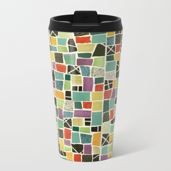 Square On-mosaic-metal-travel-mugs by Summerhouseart.com