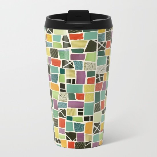 Square On-mosaic-metal-travel-mugs by Summerhouseart.com Square On-mosaic-metal-travel-mugs by Summerhouseart.com