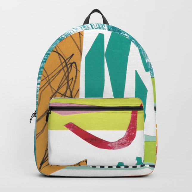 Collage by Helen Bushell, on backpack in Society 6 shop, summerhouseart