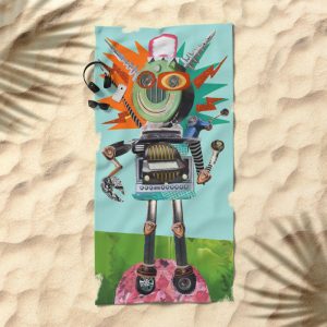 Radio Robot Beach towel, Society 6 shop, summerhouseart