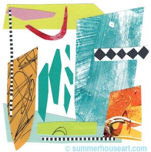"Moving Parts" collage by Helen Bushell, summerhouseart.com