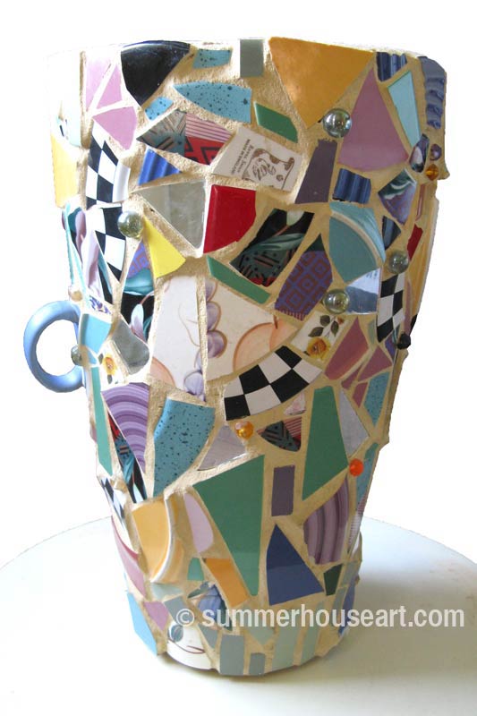 Mosaic Umbrella Stand, Helen Bushell, summerhouseart.com